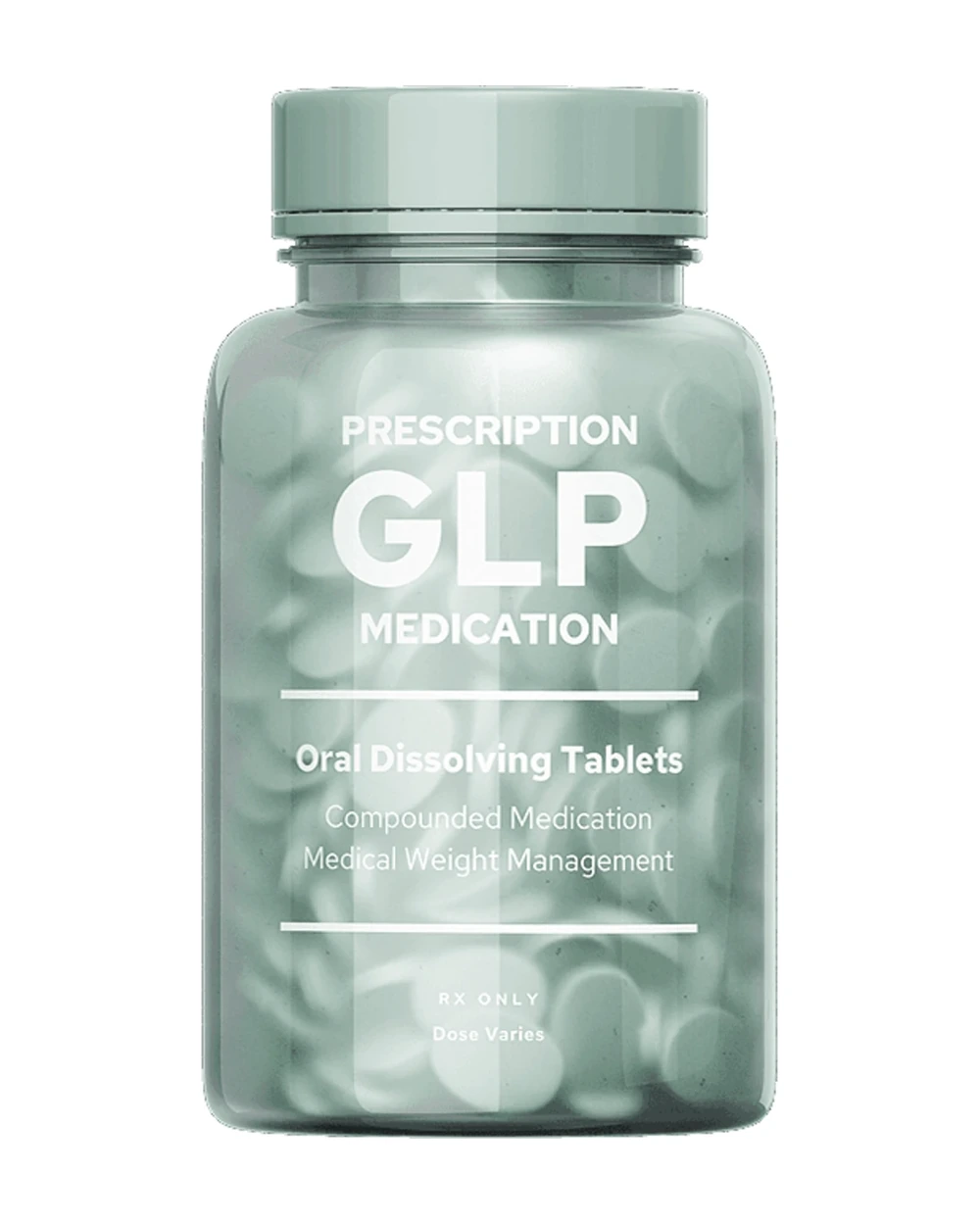 Compounded semaglutide oral tablets — sage frosted bottle